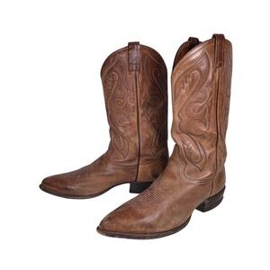Tony Lama Brown Leather Cowboy Boots Mens Sz 12D Pointed Toe Style 6478 USA Made